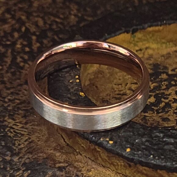 Men's Two Tone Rose Gold and Silver Promise Ring Band - Promise ring For Him - Picture 4 of 6